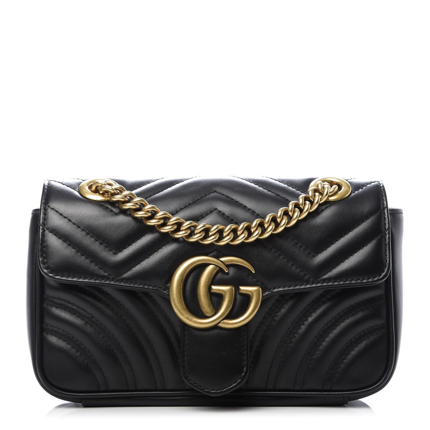 Calfskin Matelasse Mini GG Marmont Shoulder Bag Black