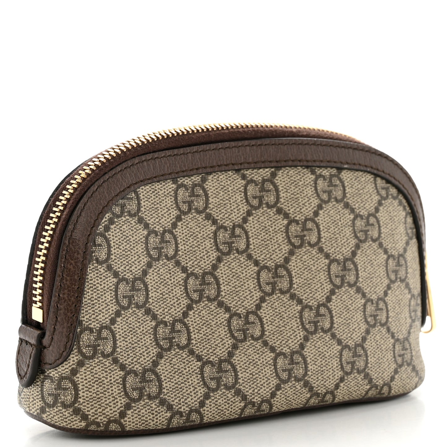 GG Supreme Monogram Textured Calfskin Web Medium Ophidia Cosmetic Case Beige Ebony New Acero