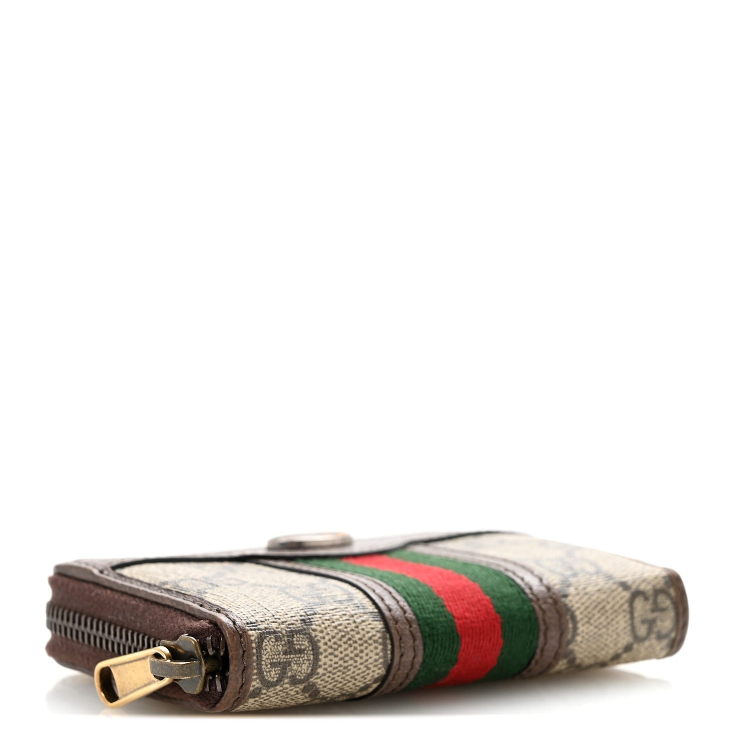 GG Supreme Web Ophidia Zip Around Card Case Brown