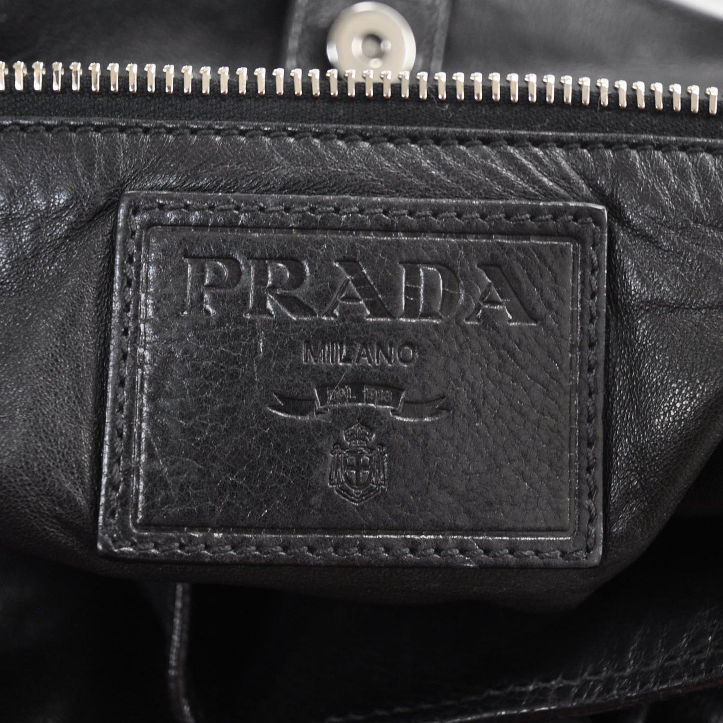 Leather Large Tote Black Brown