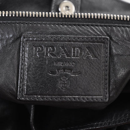 Prada Leather Large Tote Black Brown 7 of 10