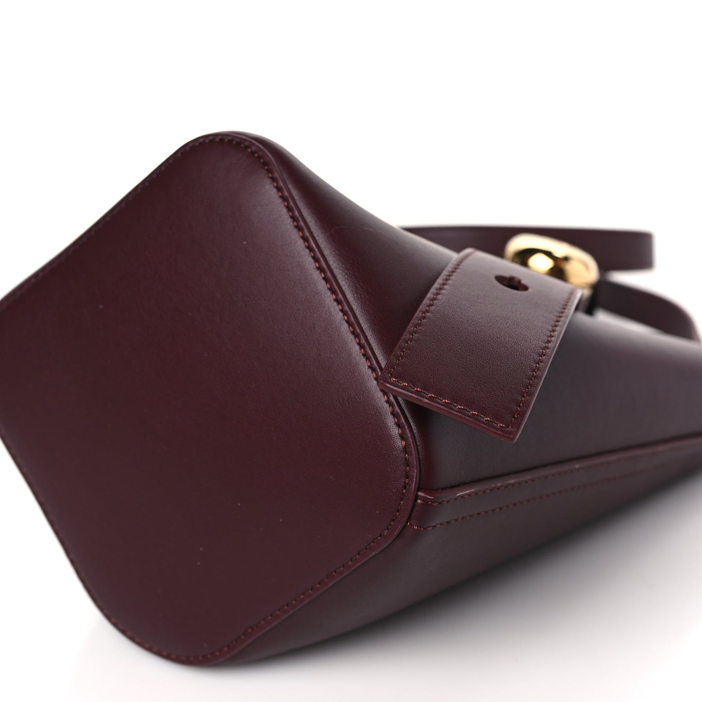 Calfskin Mini Pebble Bucket Bag Dark Burgundy