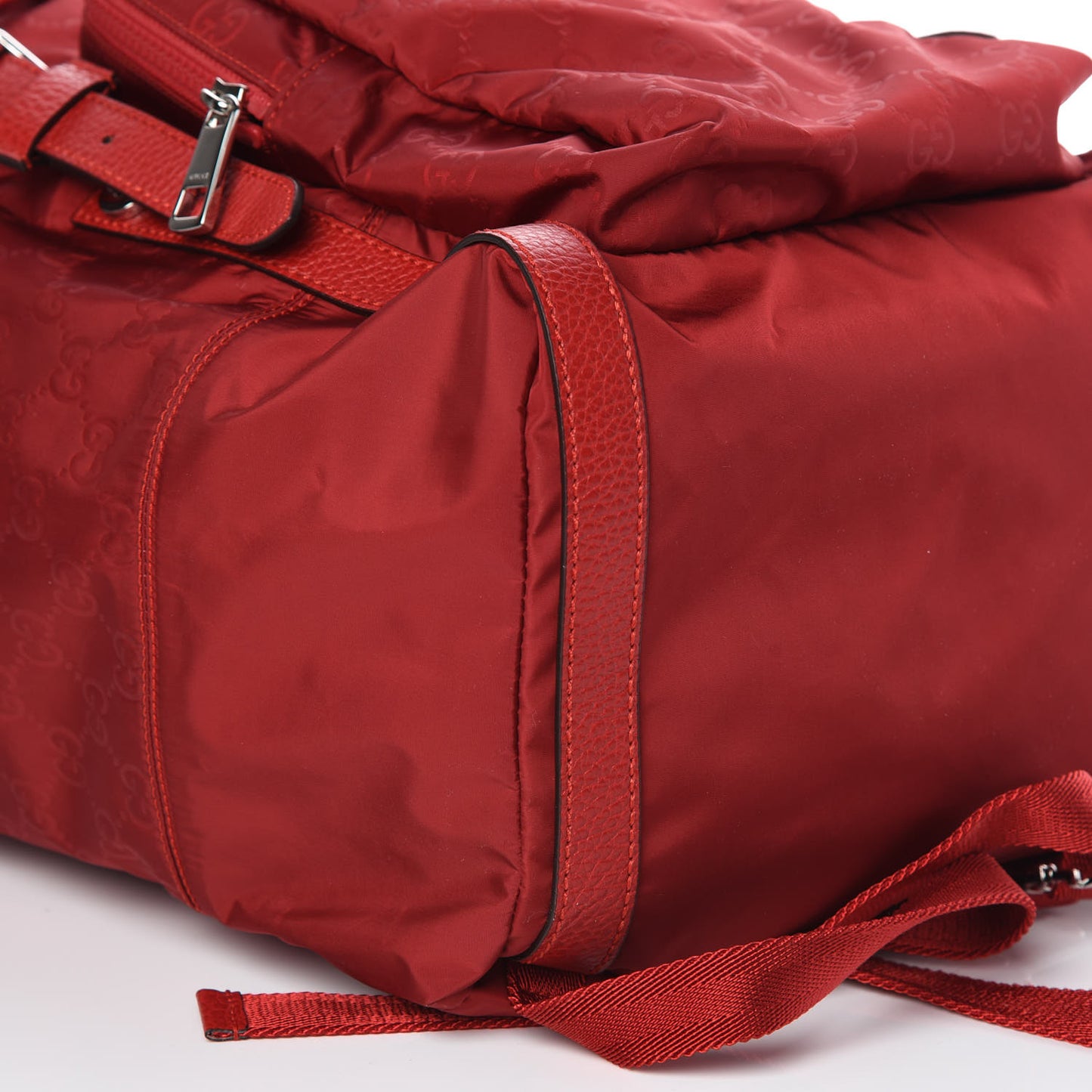 Nylon Monogram Dollar Calfskin Medium Light Double Buckle Backpack Vibrant Red