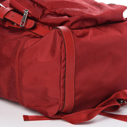 Gucci Nylon Monogram Dollar Calfskin Medium Light Double Buckle Backpack Vibrant Red 5 of 9