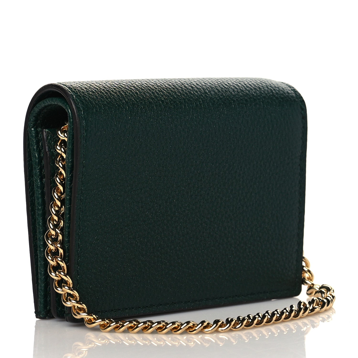 Gucci Grainy Calfskin Zumi Chain Card Case Wallet Vintage Green 2 of 10