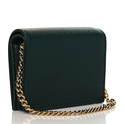 Gucci Grainy Calfskin Zumi Chain Card Case Wallet Vintage Green 2 of 10