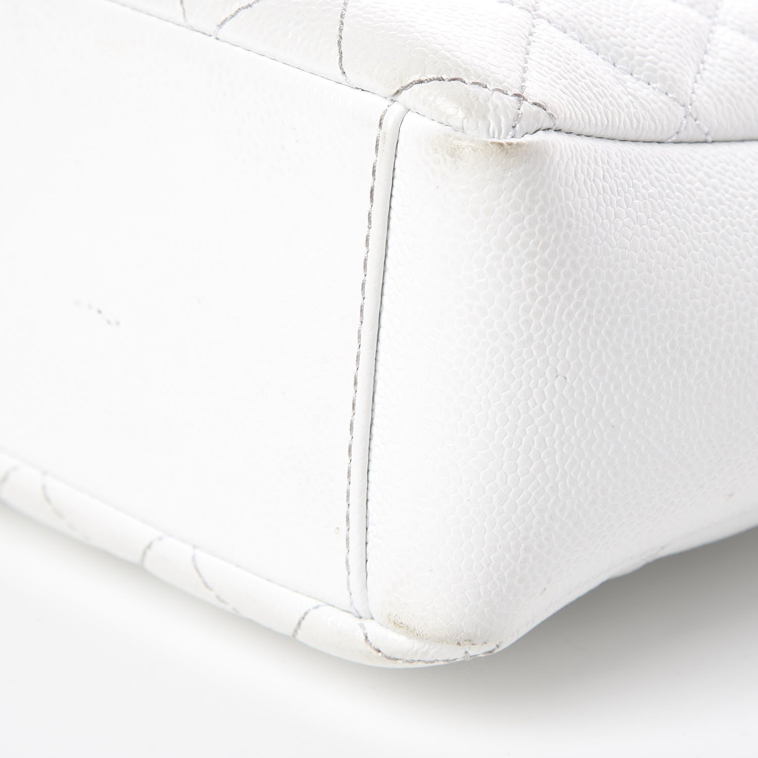 Chanel Caviar Quilted Petit Shopping Tote PST White 9 of 14