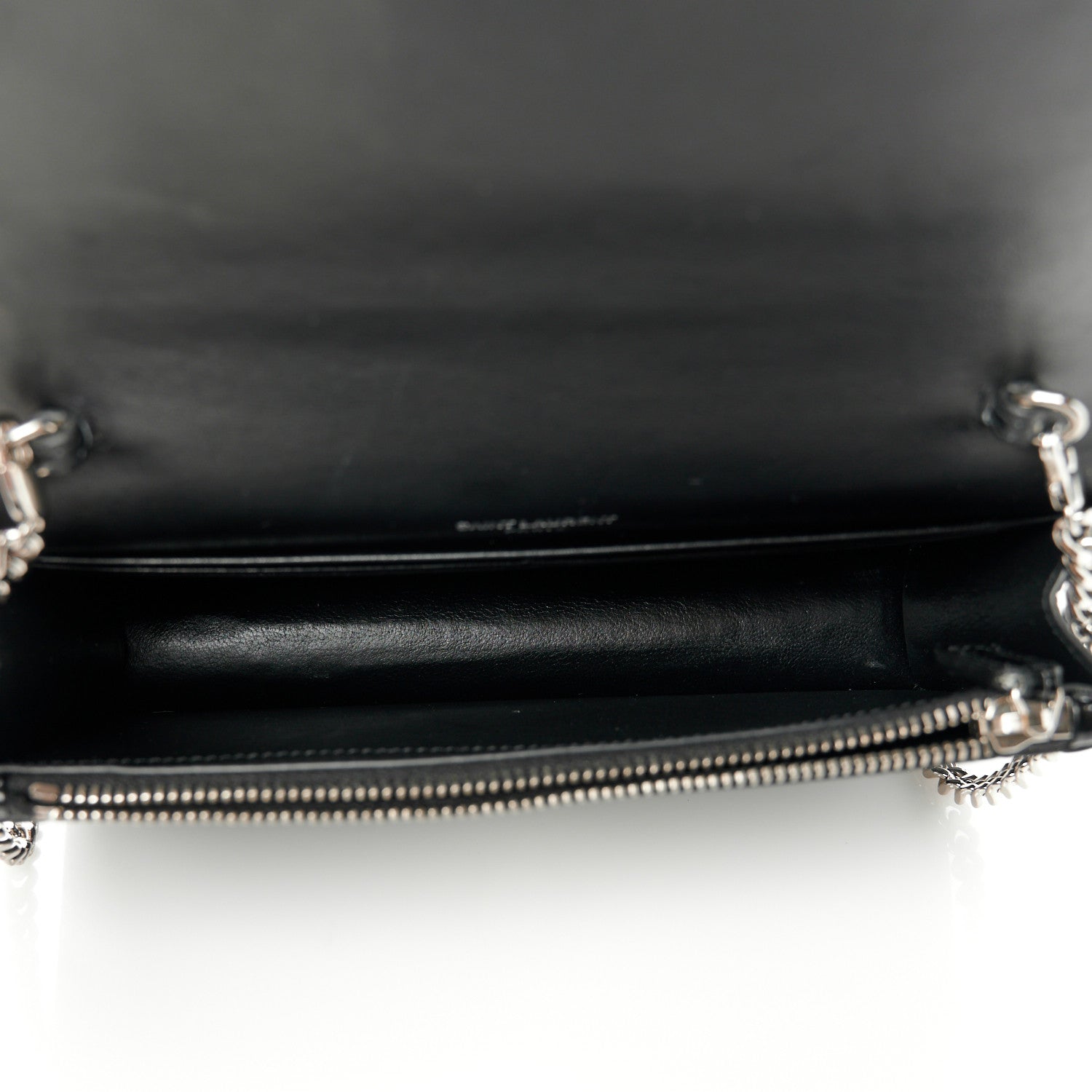 Saint Laurent Calfskin Crocodile Embossed Kate Monogram Tassel Chain Wallet Black 5 of 9