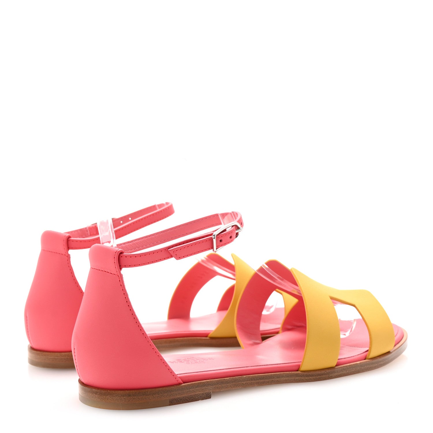 Hermes Calfskin Santorini Sandals 36.5 Jaune Sable Rose 5 of 10