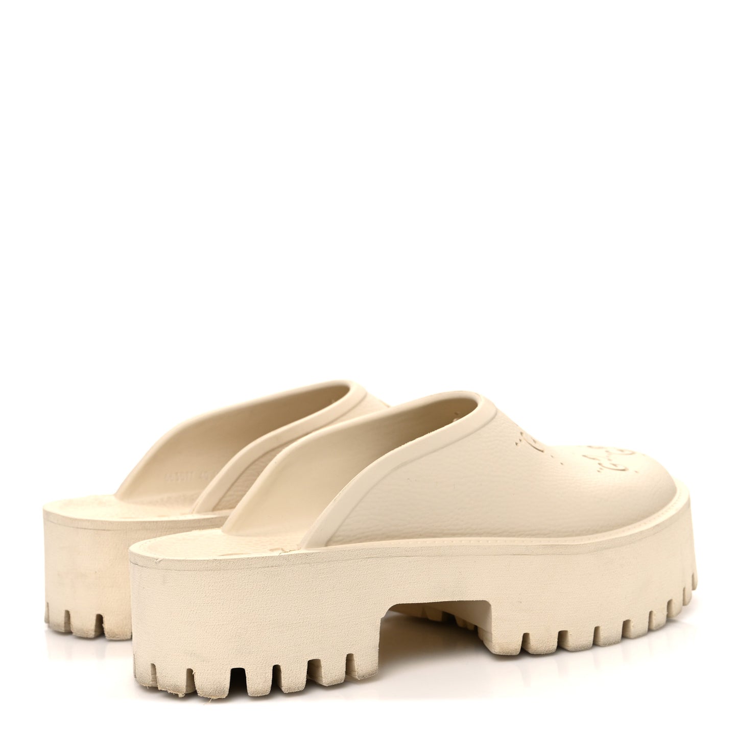 Rubber Monogram GG Go Through Platform Slide Clogs 40 Mystic White