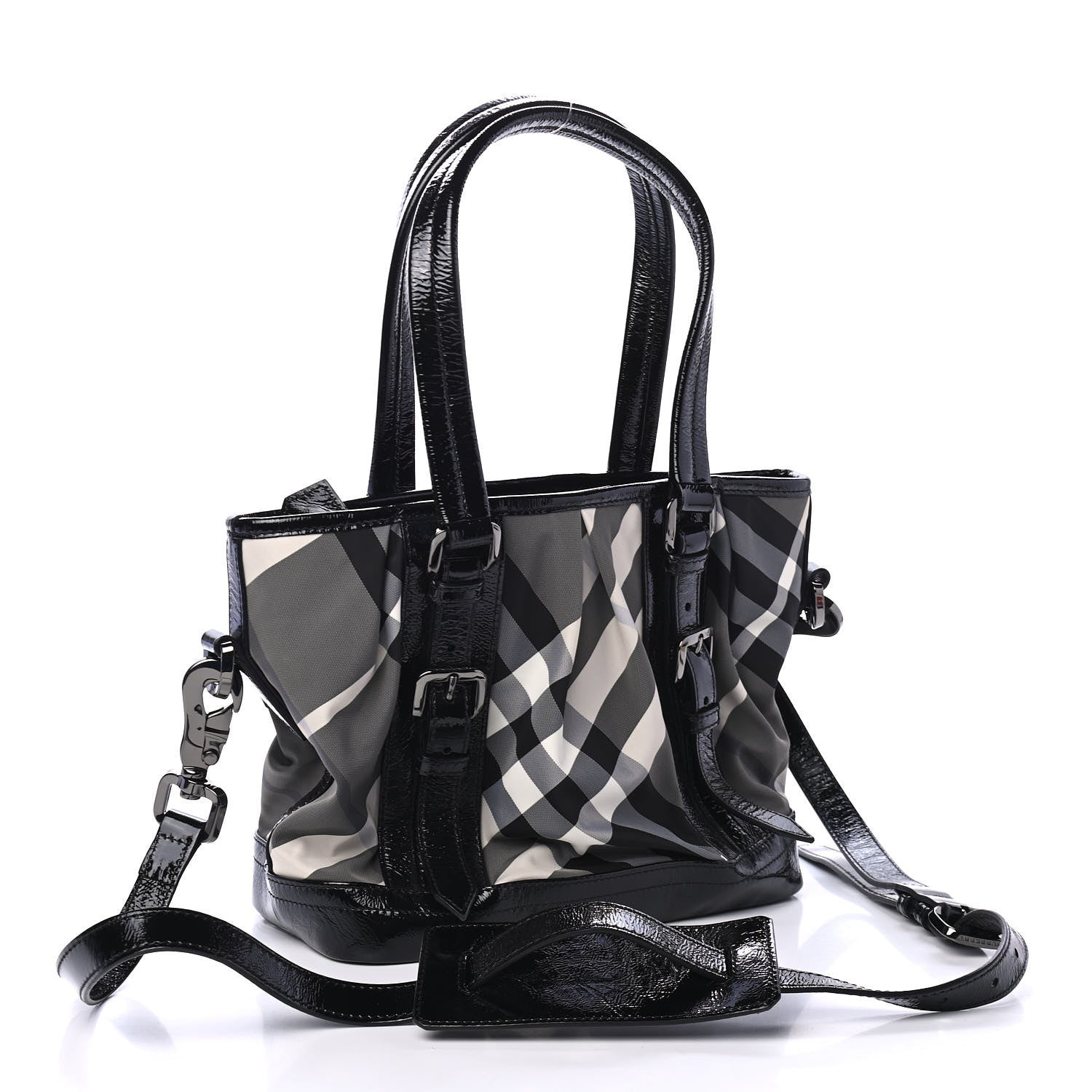 Burberry Nylon Beat Check Shoulder Bag Black 2 of 4