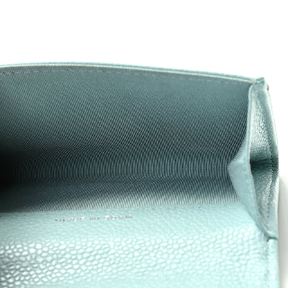 Chanel Caviar Chevron Quilted Boy Card Holder Light Blue 5 of 14