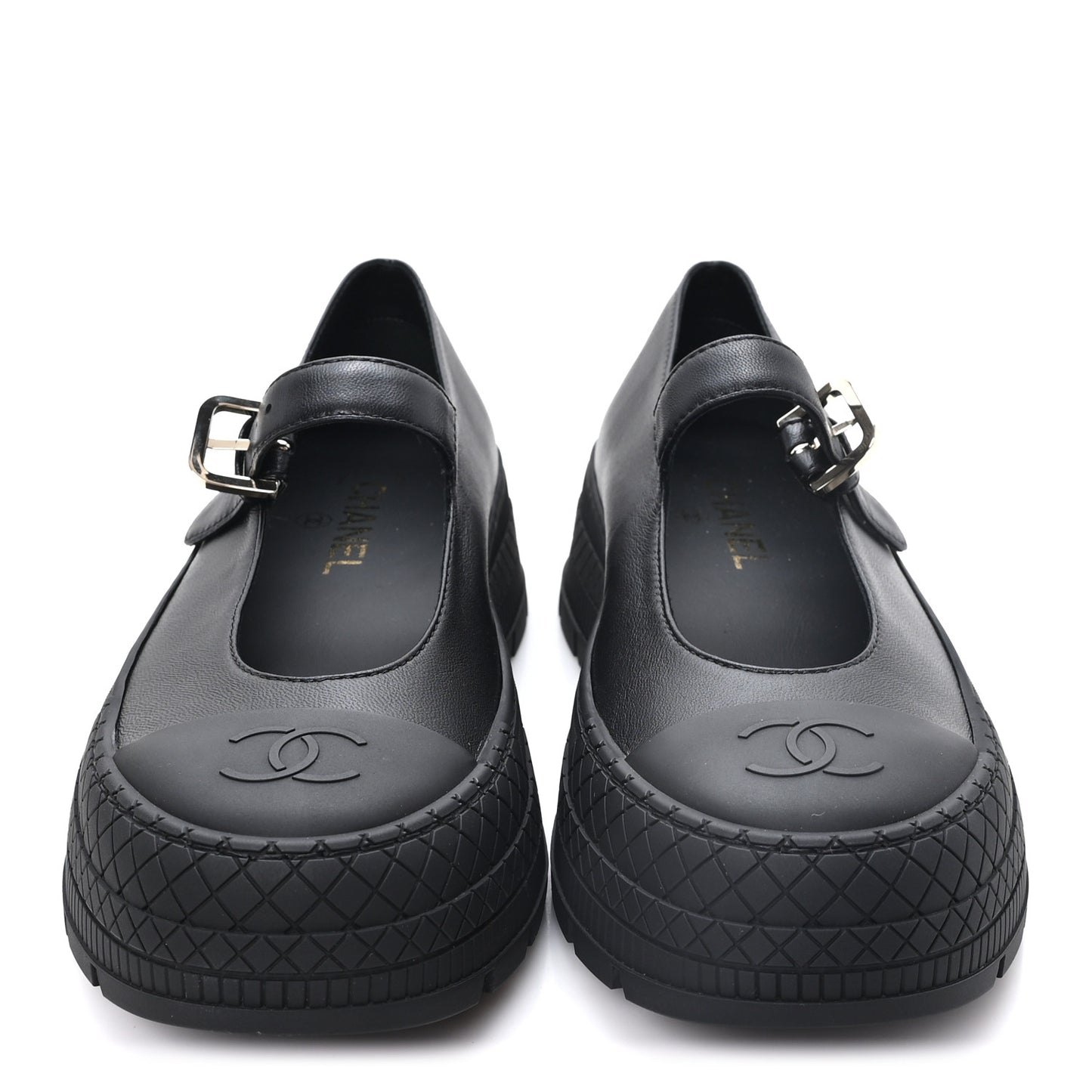 Lambskin Mary Jane Flats 37 Black