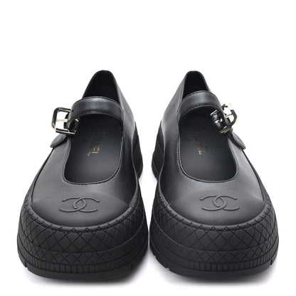 Chanel Lambskin Mary Jane Flats 37 Black 3 of 9