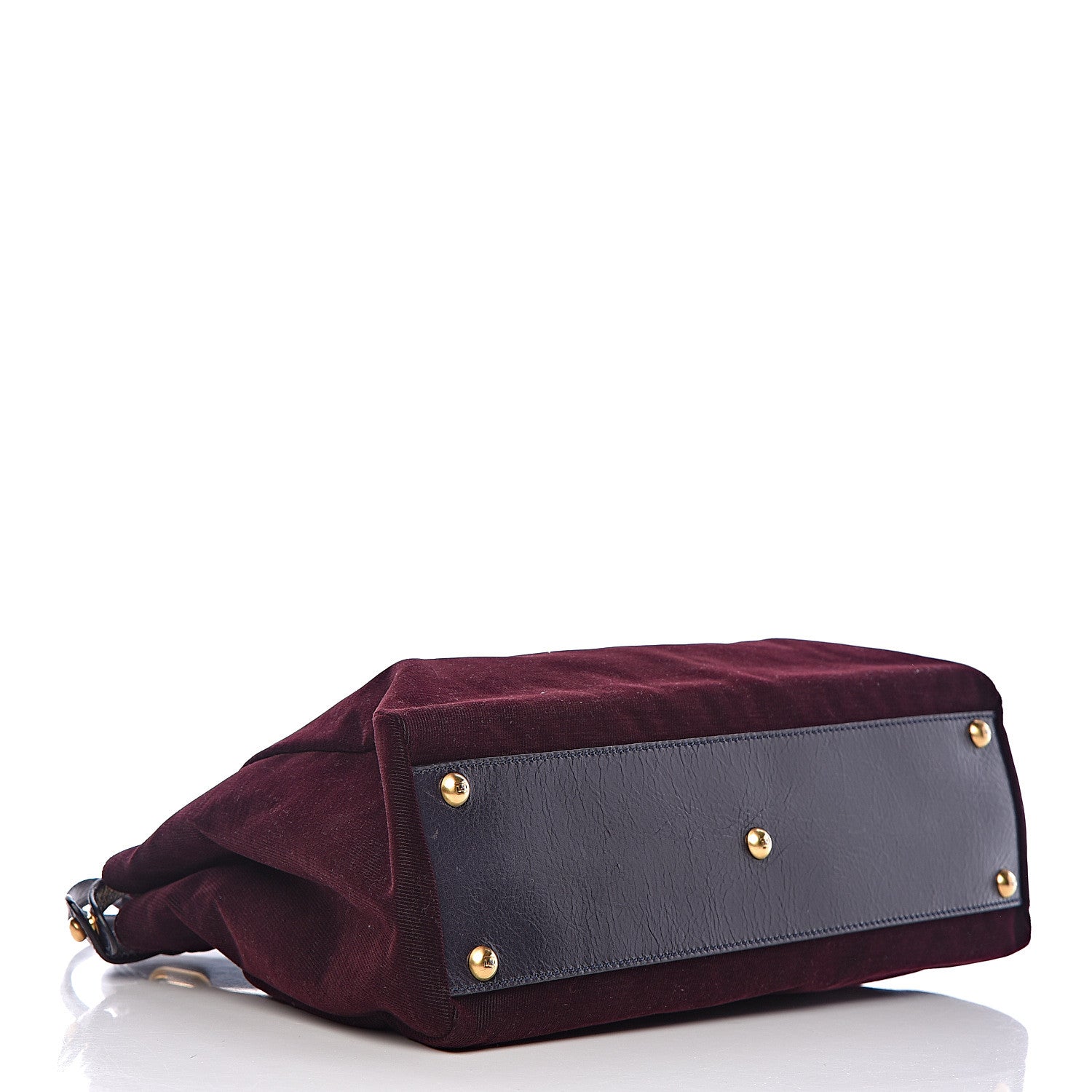 Fendi Denim Vitello Zucca Medium Peekaboo Iconic Satchel Vinaccia Blue Navy 4 of 15