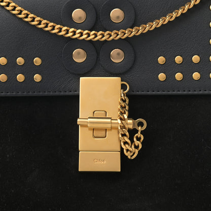Chloe Suede Smooth Calfskin Studded Drew Shoulder Bag Black 8 of 11