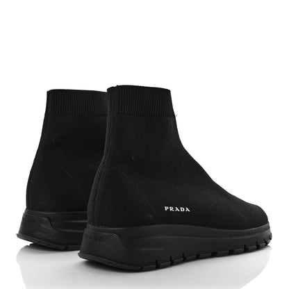 Prada Knit Fabric Logo Sneakers 38.8 Black 4 of 10