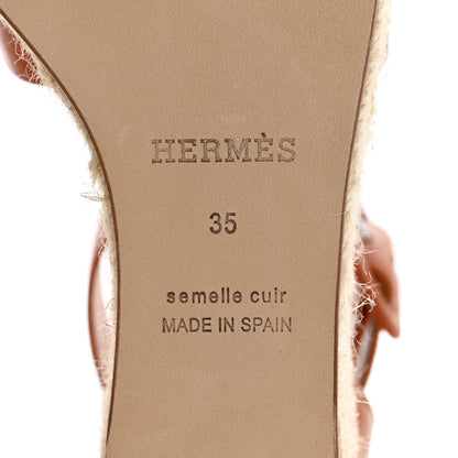 Hermes Goatskin Elda Espadrille Wedge Sandals 35 Natural 8 of 9