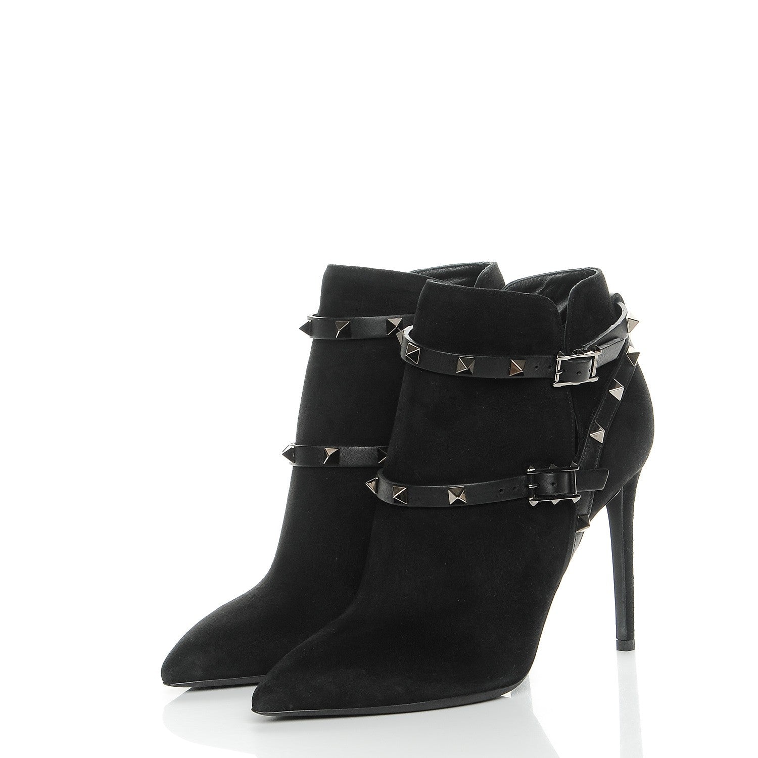 Valentino Garavani Suede Rockstud Double Buckle 100mm Ankle Boots 38 Black 3 of 9
