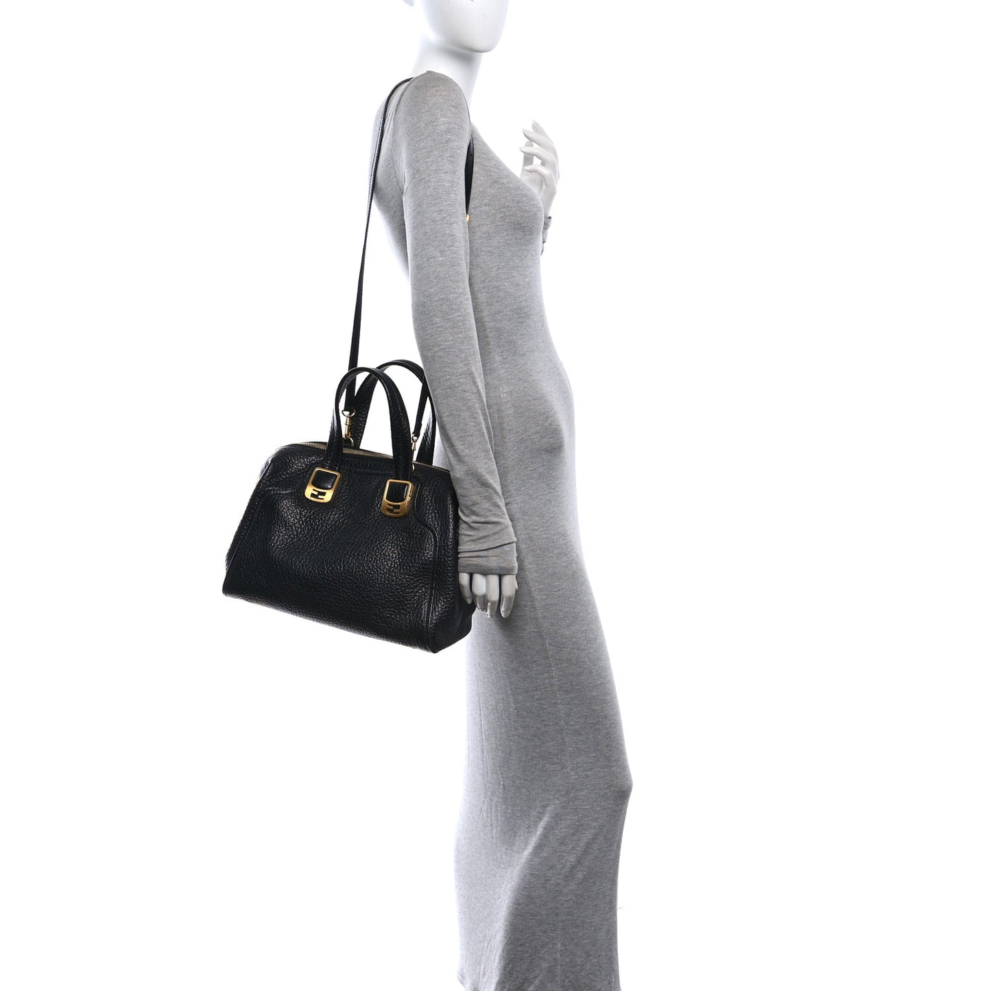 Pebbled Calfskin Small Chameleon Tote Black