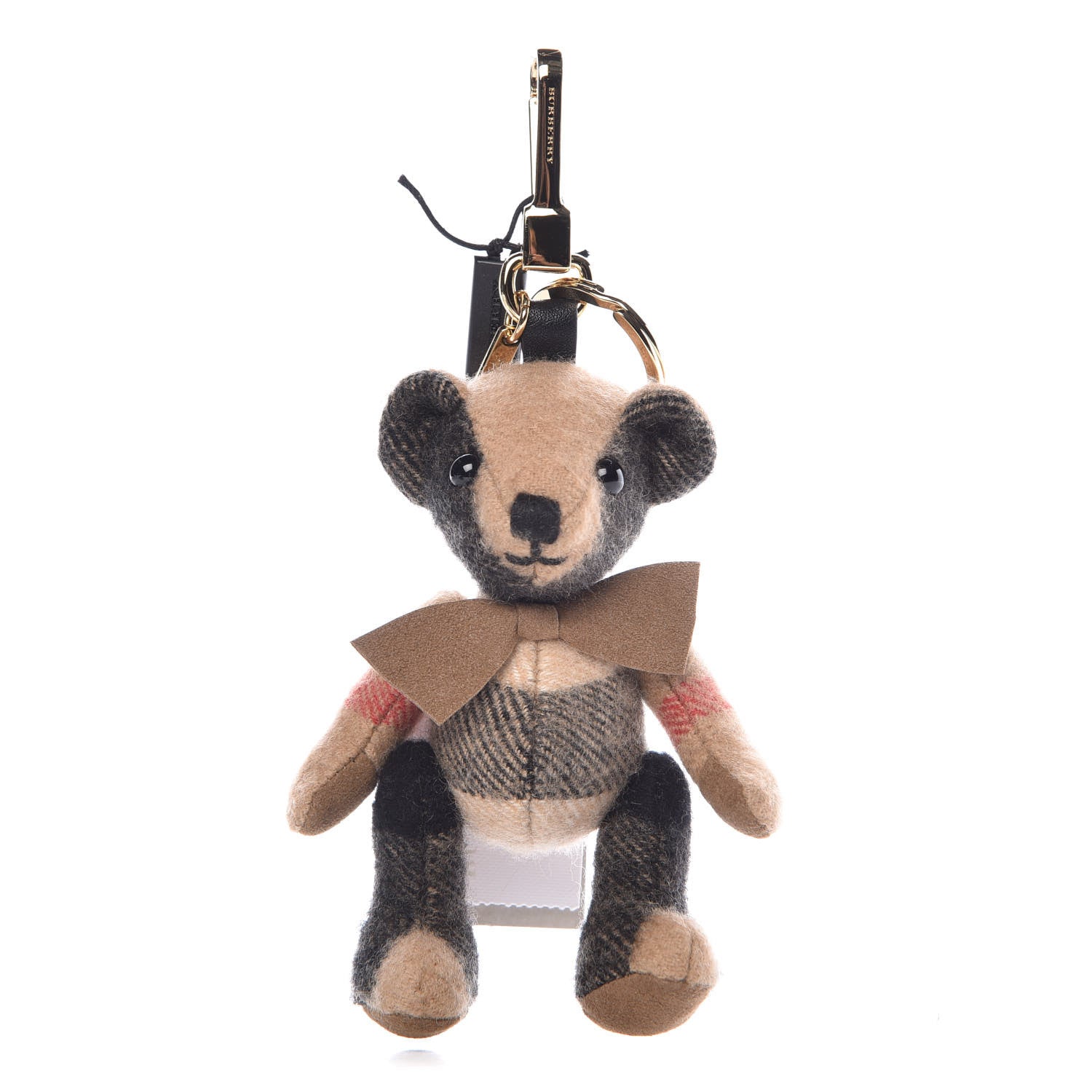 Burberry Cashmere House Check Thomas Bear Bag Charm Camel Gold 1 of 5