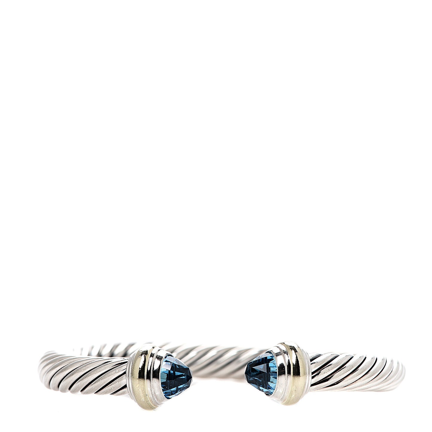Sterling Silver 14K Yellow Gold Blue Topaz 7mm Cable Classics Bracelet