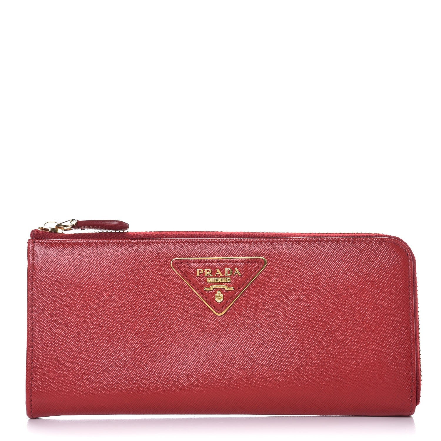 Prada Saffiano Metal Zip Around Wallet Fuoco 1 of 8