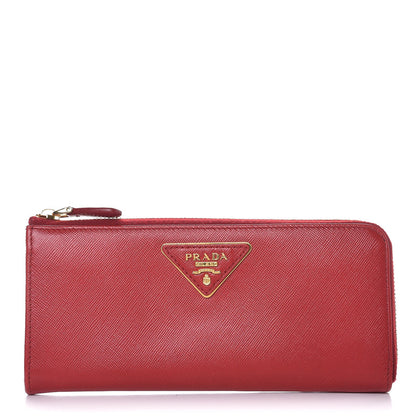 Prada Saffiano Metal Zip Around Wallet Fuoco 1 of 8