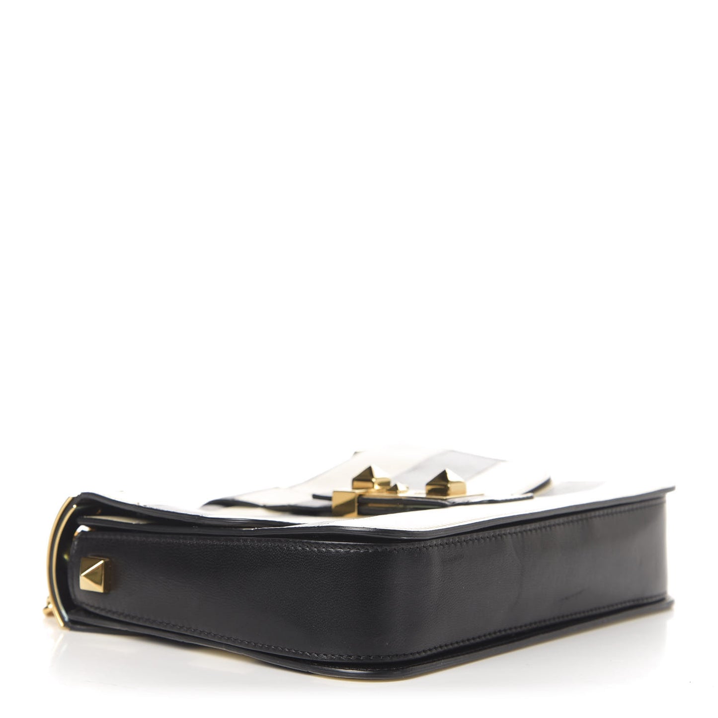 Nappa Striped B-Rockstud Flap Black Light Ivory