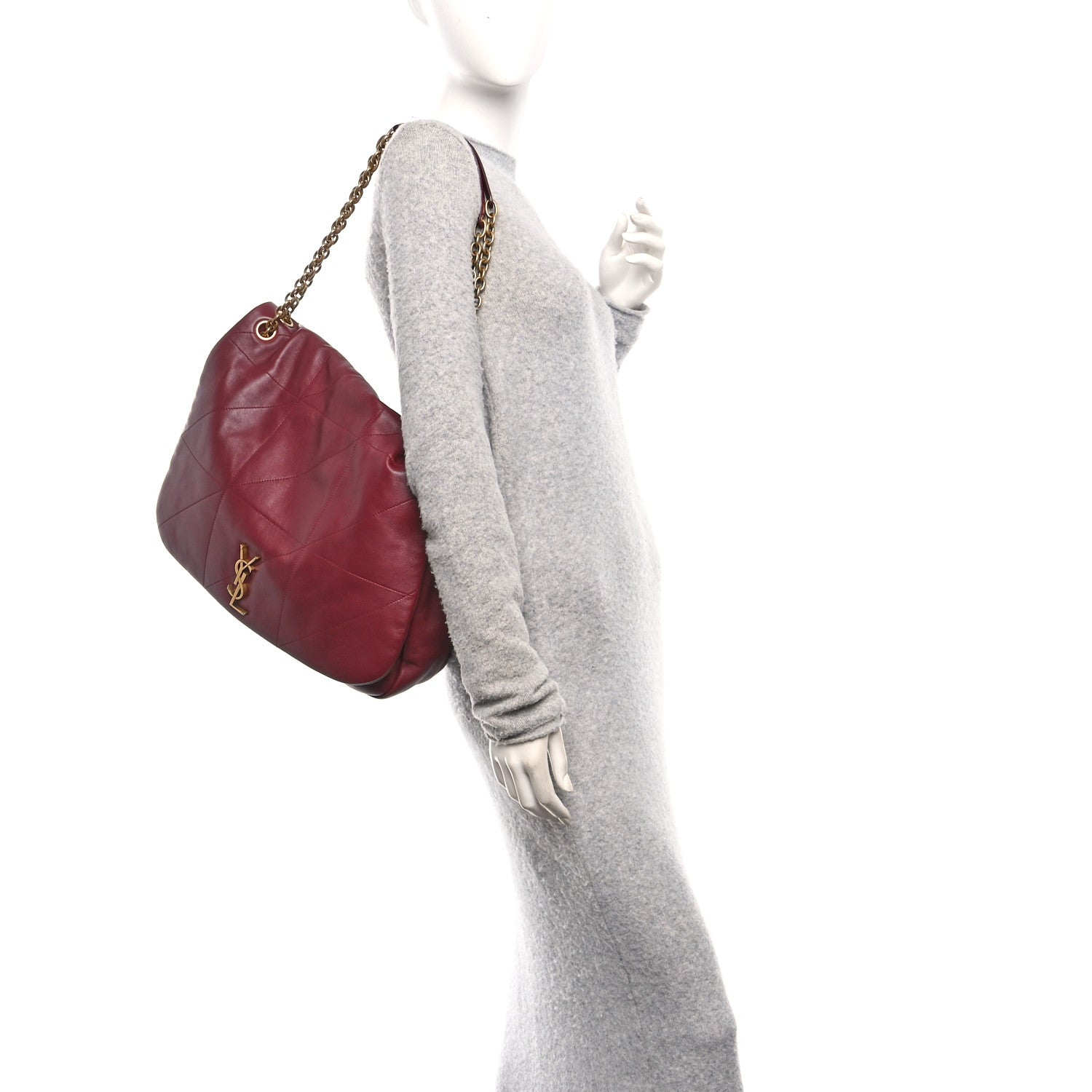 Saint Laurent Lambskin Matelasse Monogram Large Jamie 4.3 New Dark Bordeaux 2 of 10