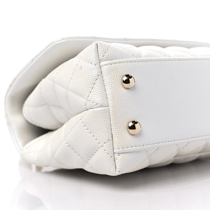 Chanel Iridescent Caviar Quilted Mini Coco Handle Flap White 8 of 9
