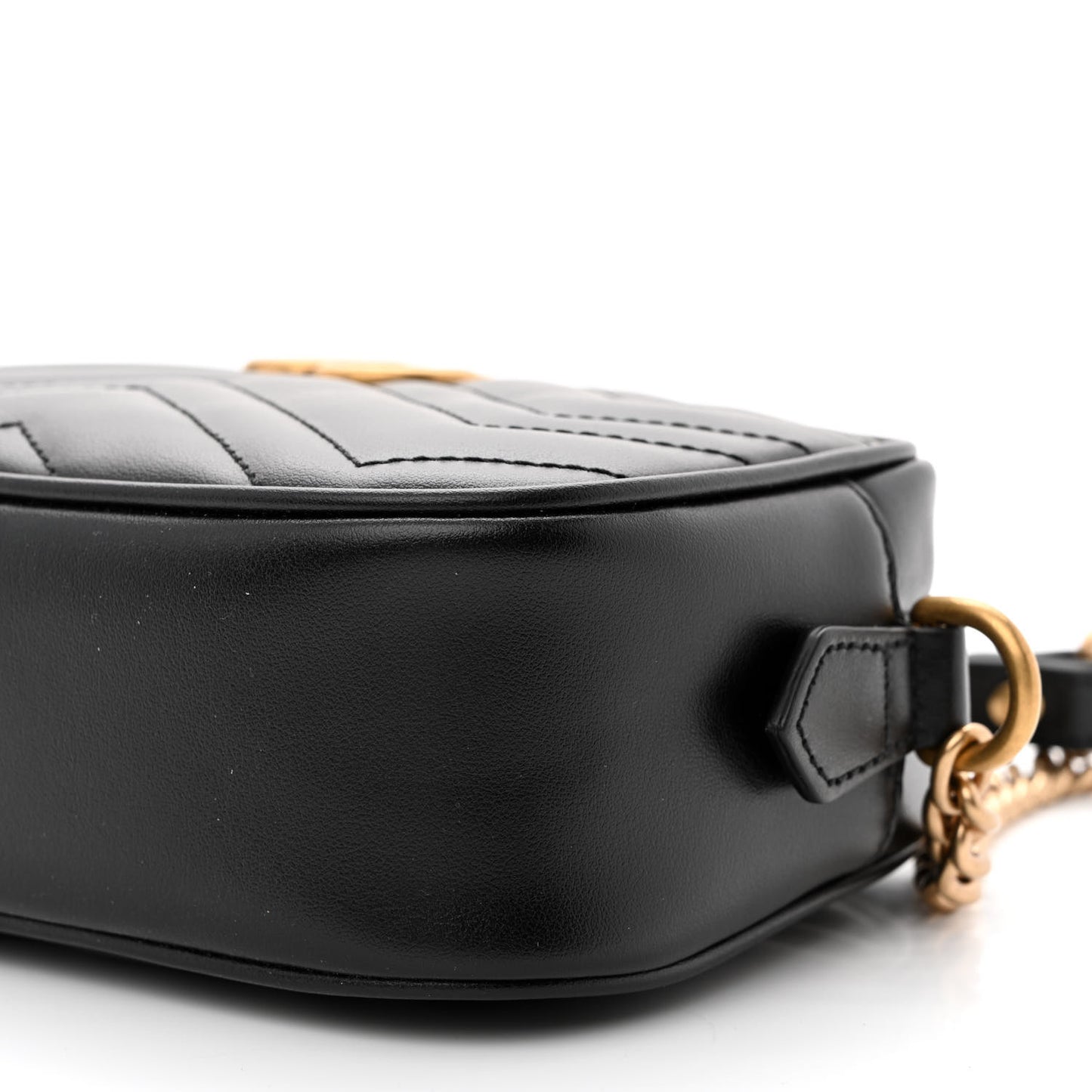 Calfskin Matelasse Mini GG Marmont Chain Shoulder Bag Black