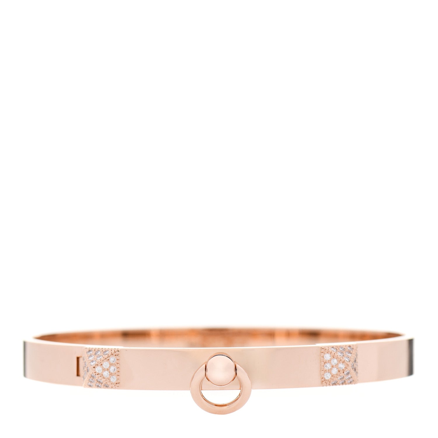 Hermes 18K Rose Gold Diamond PM Collier De Chien Bracelet SH 1 of 4