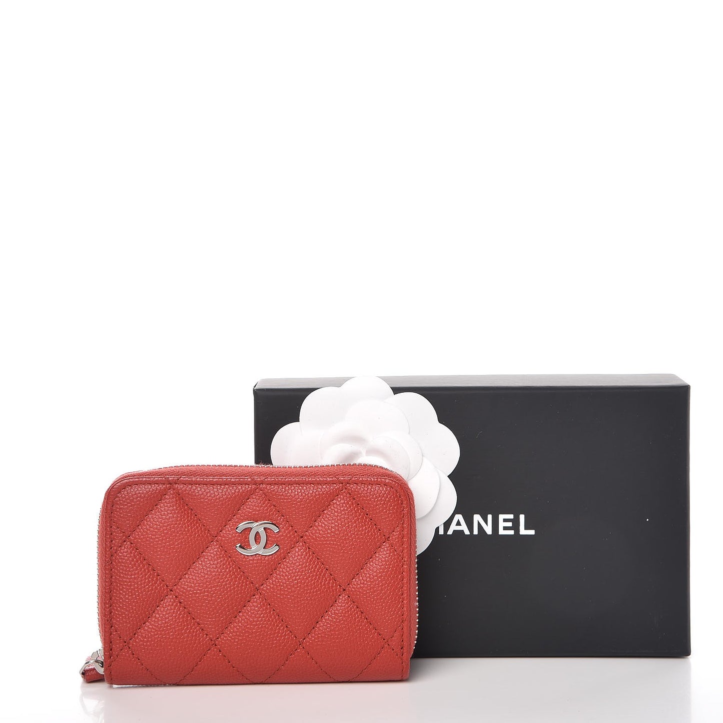 Caviar Quilted Zip Coin Purse Red