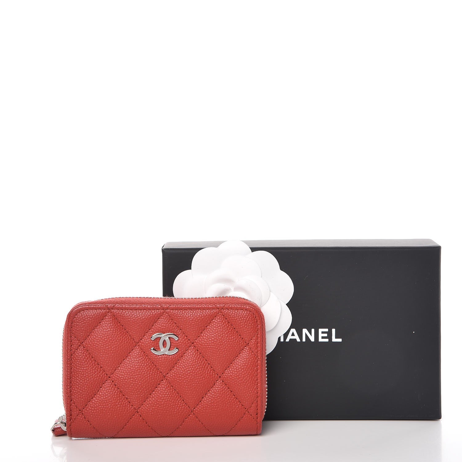 Chanel Caviar Quilted Zip Coin Purse Red 8 of 8