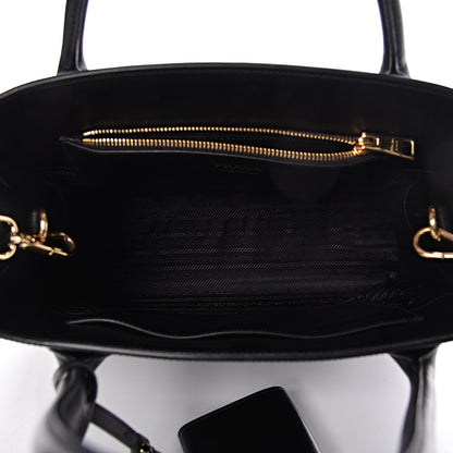 Prada Saffiano Cuir Calfskin Medium Monochrome Top Handle Tote Black 5 of 9