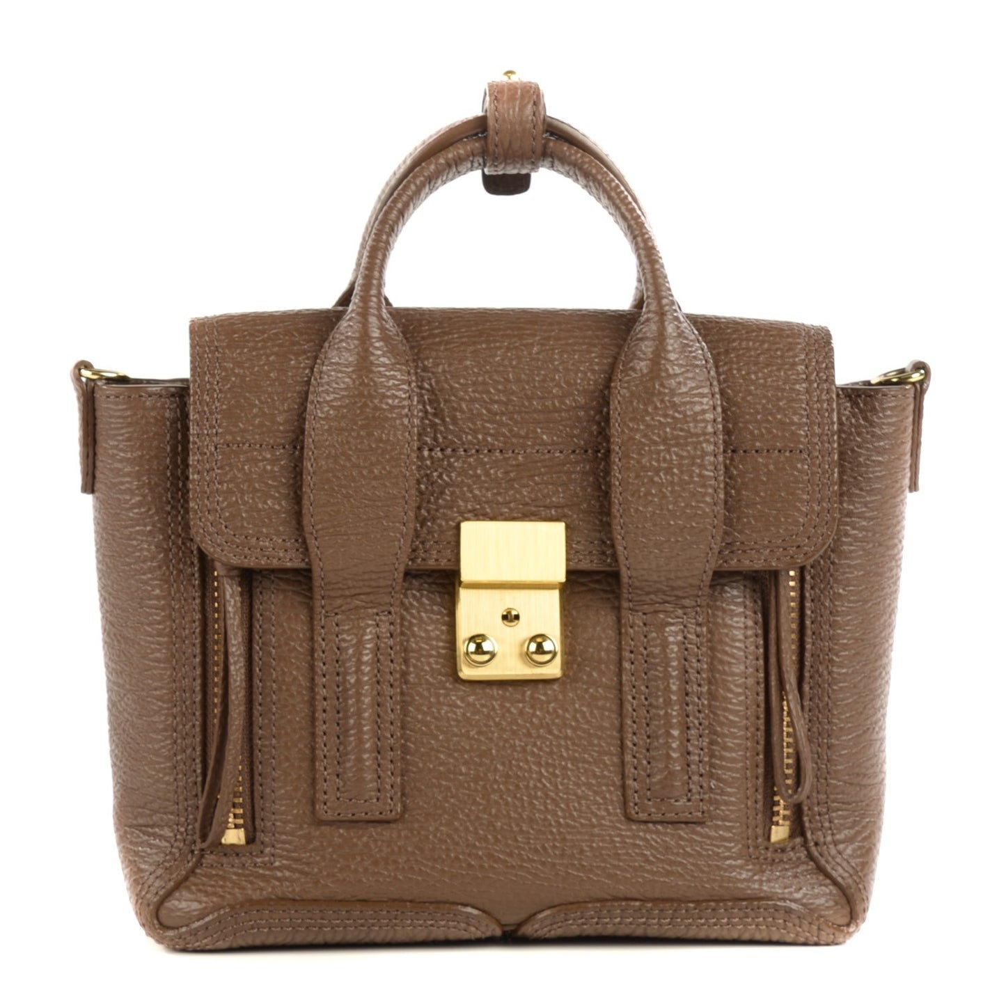3.1 Textured Calfskin Mini Pashli Satchel Taupe