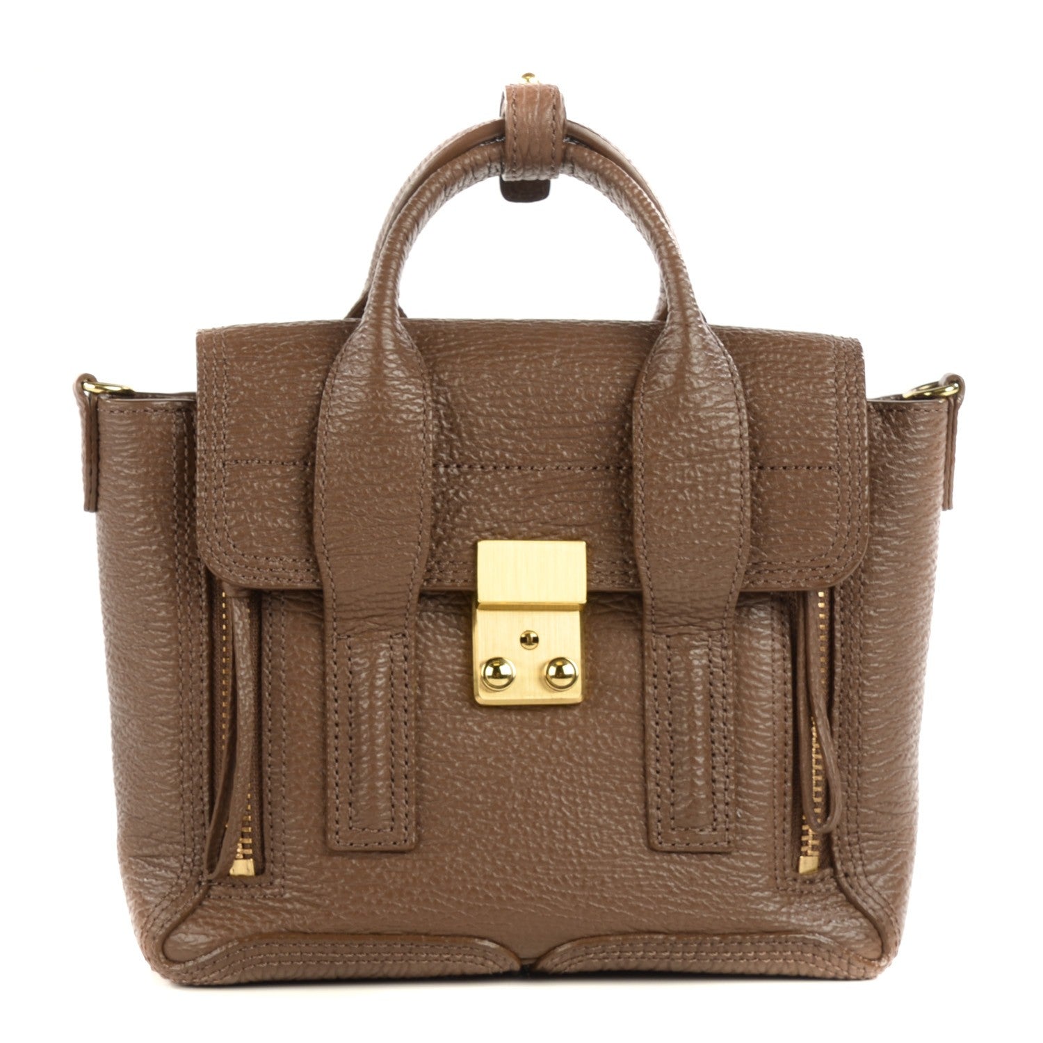 3.1 Phillip Lim 3.1 Textured Calfskin Mini Pashli Satchel Taupe 1 of 12