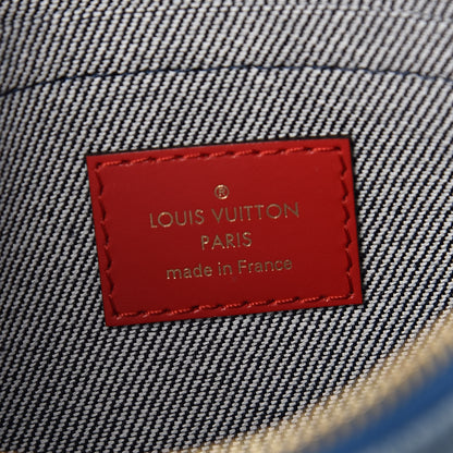 Louis Vuitton Denim Damier Monogram Patchwork Neverfull MM Pochette Blue Rouge 6 of 7