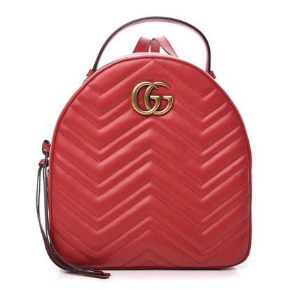 Gucci Calfskin Matelasse GG Marmont Dome Backpack Hibiscus Red 1 of 10