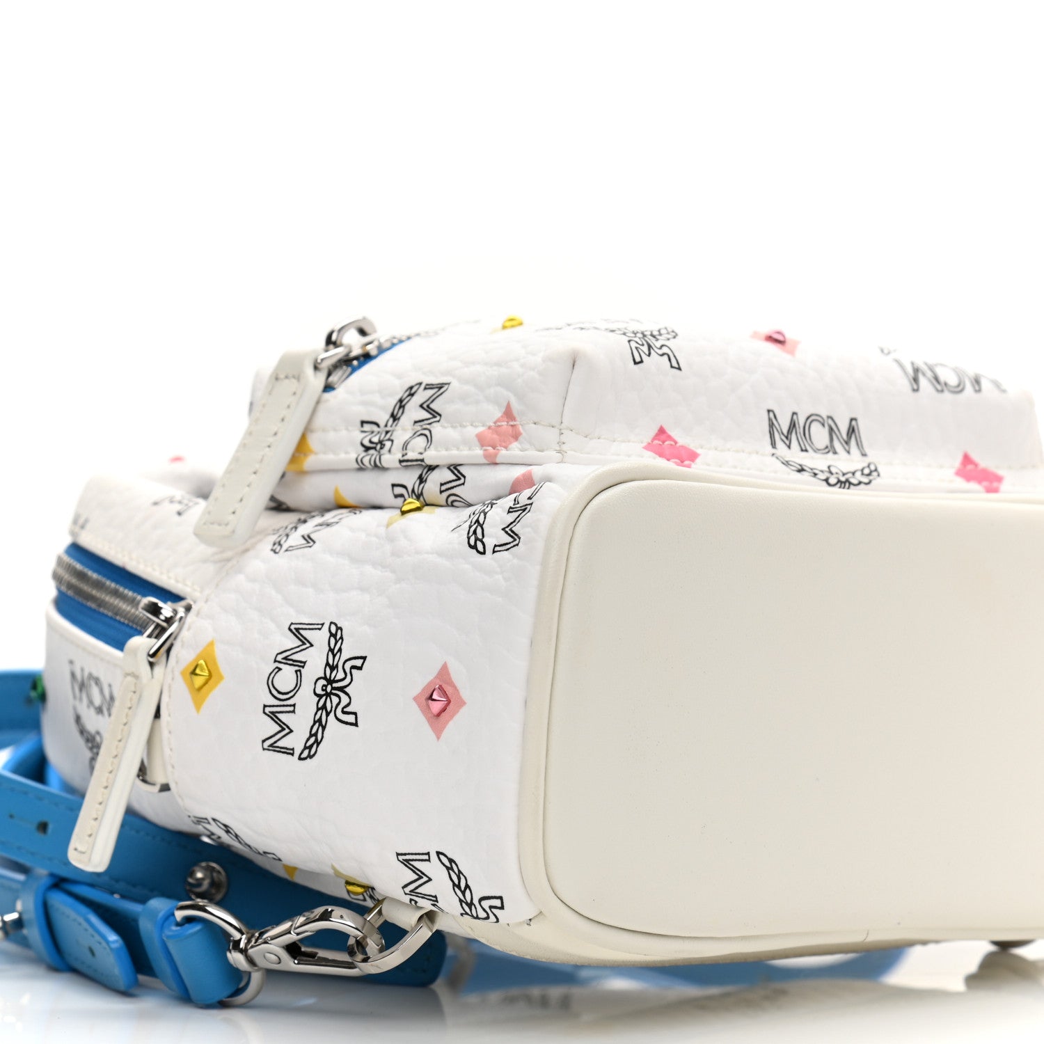 MCM Skyoptic Visetos X-Mini Stark Bebe Boo Backpack White Blue 7 of 8