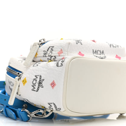 MCM Skyoptic Visetos X-Mini Stark Bebe Boo Backpack White Blue 7 of 8