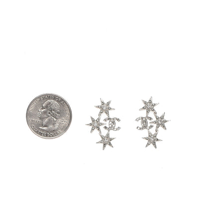 Chanel Crystal CC Star Earrings Silver 2 of 5
