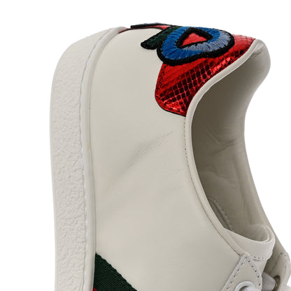 Gucci Calfskin Web Floral Embroidered Womens Ace Sneakers 37 White 9 of 11