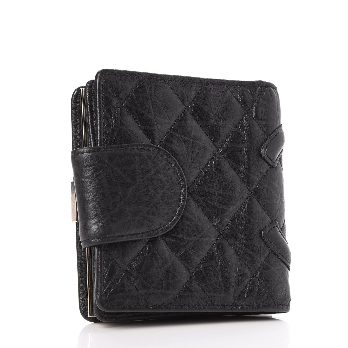 Calfskin Quilted Cambon Bi-Fold Wallet Black