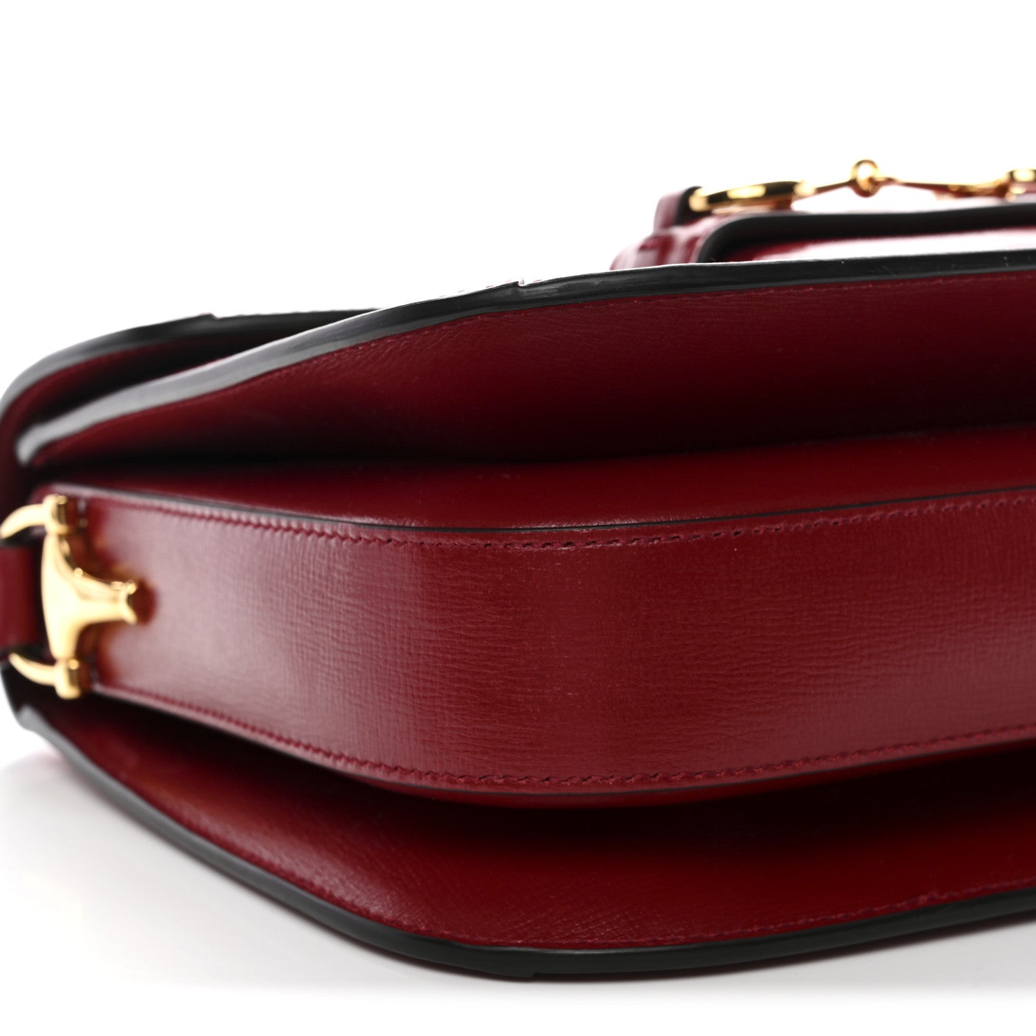 Gucci GG Supreme Monogram Azalea Calfskin Horsebit 1955 Shoulder Bag Beige Ebony New Cherry Red 9 of 10