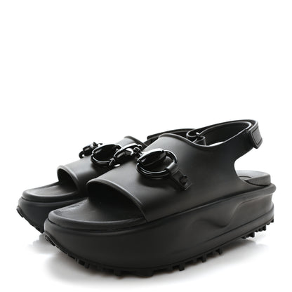 Gucci Soft Rubber Horsebit Touch Womens Strapped Sandals 36 Black 4 of 9