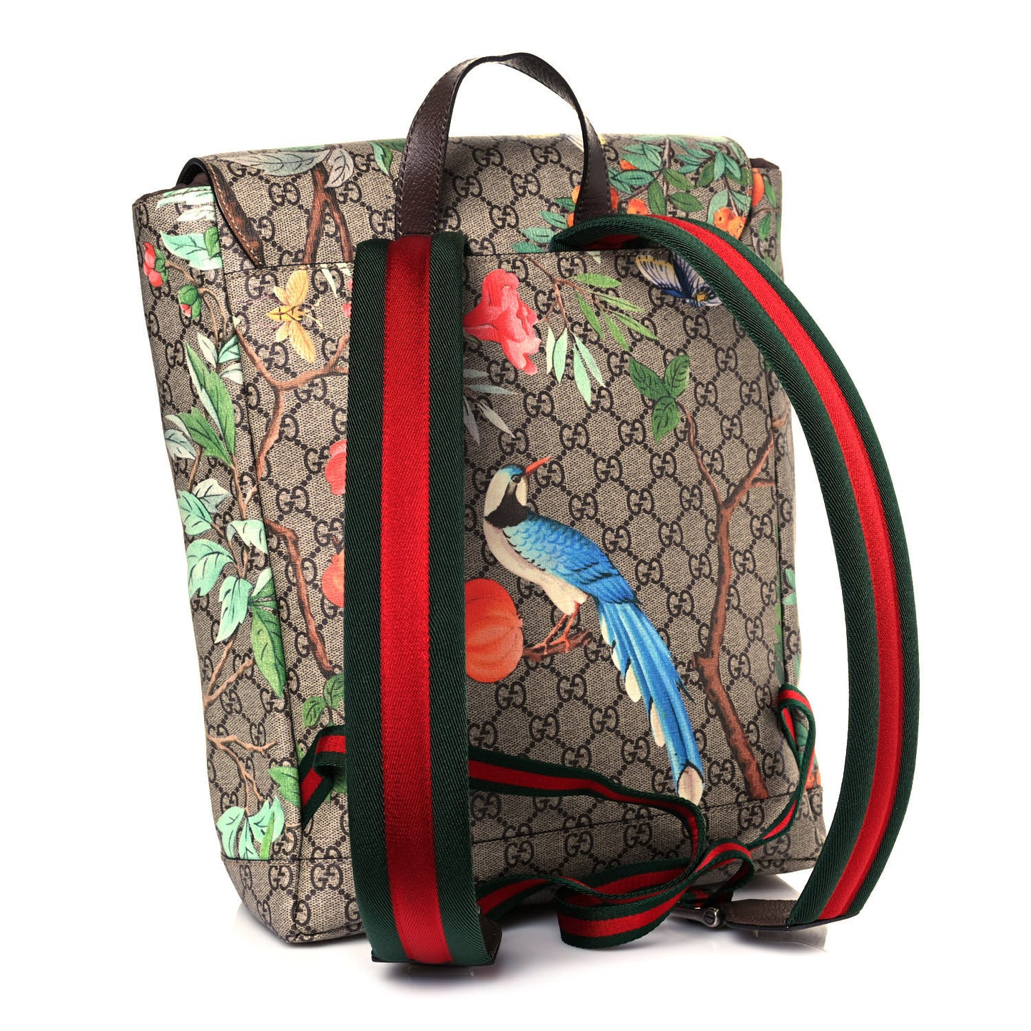 GG Supreme Monogram Tian Web Single Buckle Backpack Beige Multicolor New Acero