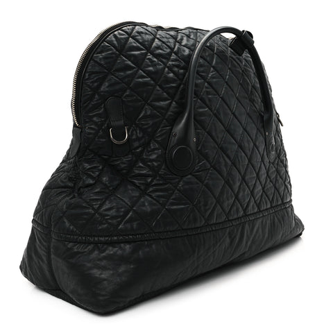 Coated Canvas Quilted Large Garment Travel Bag Black