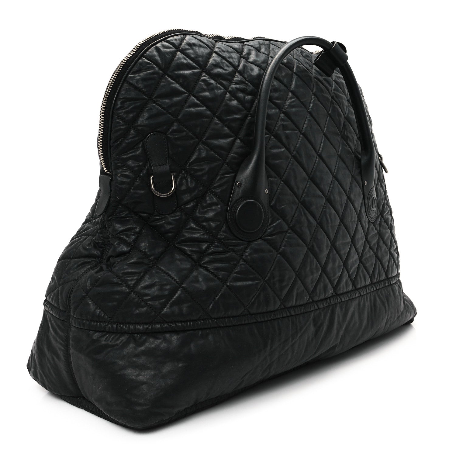 Chanel Coated Canvas Quilted Large Garment Travel Bag Black 2 of 12